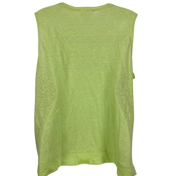 J Jill Love 100% Linen Knot Front Sleeveless Knit Lime Green Top Shirt sz L - Picture 13 of 16